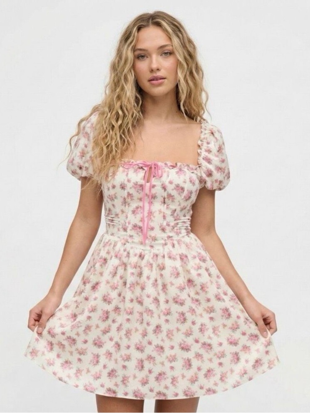 New* For Love & Lemons Etienne Mini Dress Pink Size XS $249 - Picture 3 of 10